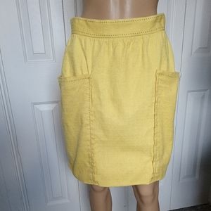 Cartonnier Anthropologie Well Pocket Pencil Skirt Yellow 100% Cotton Sz 8 Medium